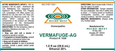 Vermafuge Ag 1.0 Fl Oz Bottle Label